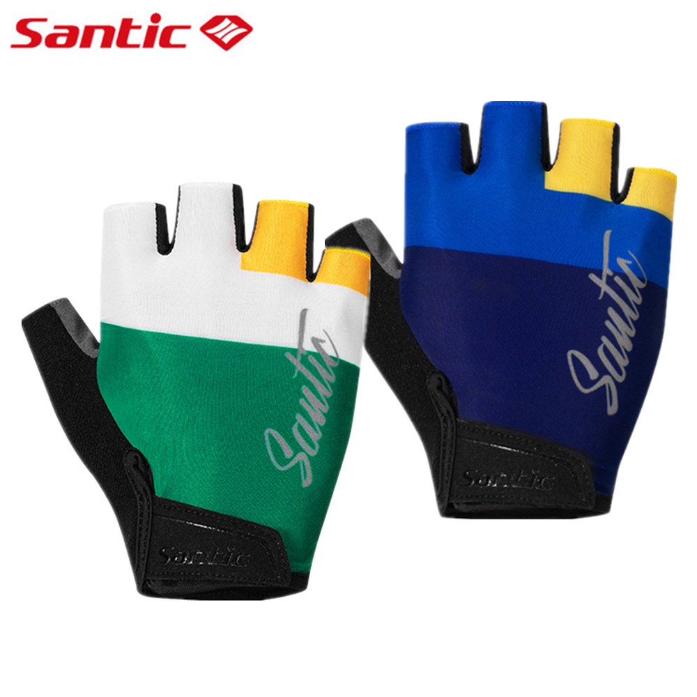 Santic Cycling Gloves Men Women Breathable Shockproof Road MTB Bike Bicycle Half Finger Gloves