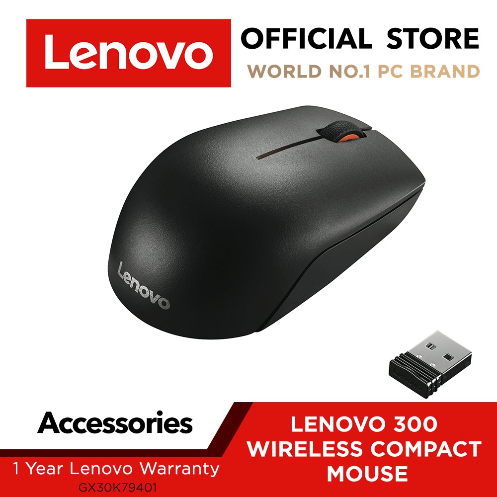 Lenovo 300 Wireless Compact Mouse | 1 Year Lenovo Warranty